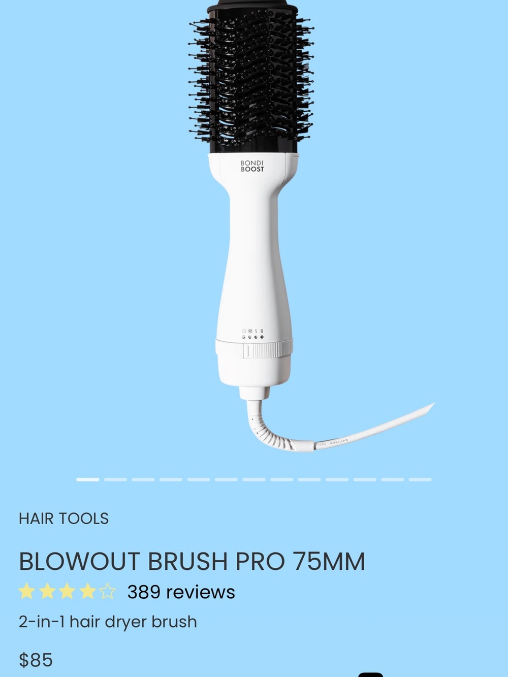 Bondi Boost White Blowout Brush Pro 75mm - 2-in-1 Hair Dryer Brush